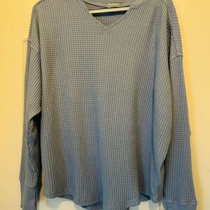 Aerie Blue Waffle Knit V-Neck Top- brand new with tags!